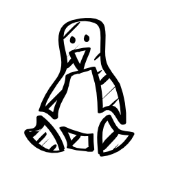 Linux penguin sketched logo outline Linux penguin sketched logo outline