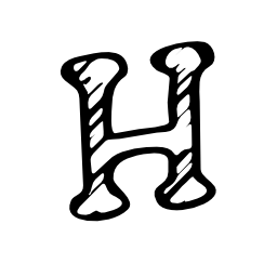 Letter H social sketched symbol Letter H social sketched symbol